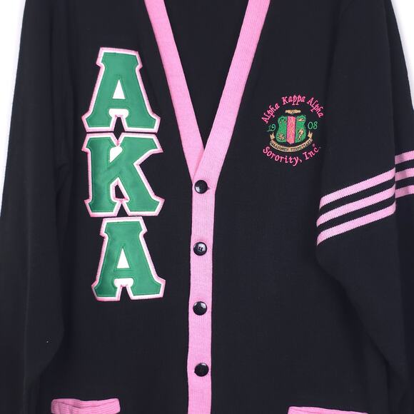 Alpha Kappa Alpha (AKA) Sorority Black Cardigan Sweater, Size 3XL, EUC - Picture 3 of 9